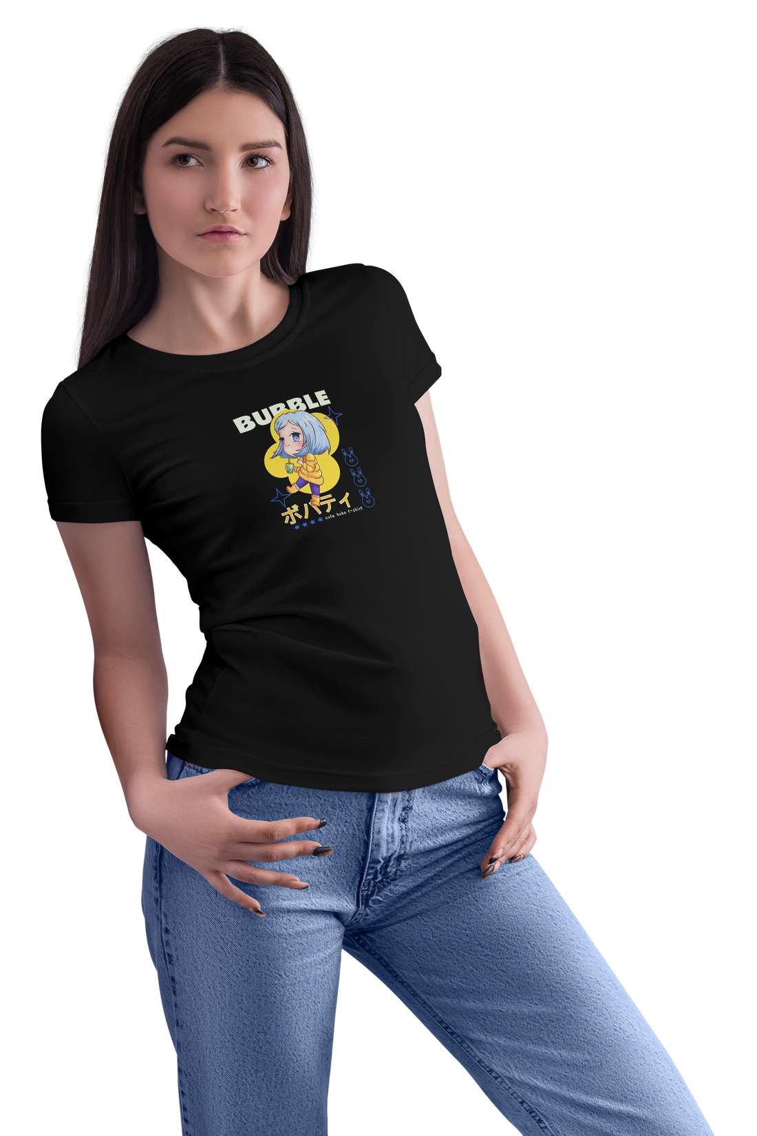 Anime Themed Bubble with Tea Cup Women T-Shirt