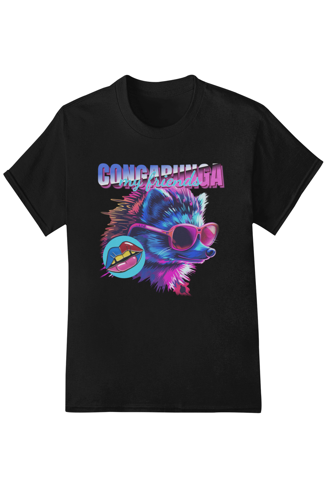 Hedgehog with Sunglasses Neon Party T-Shirt