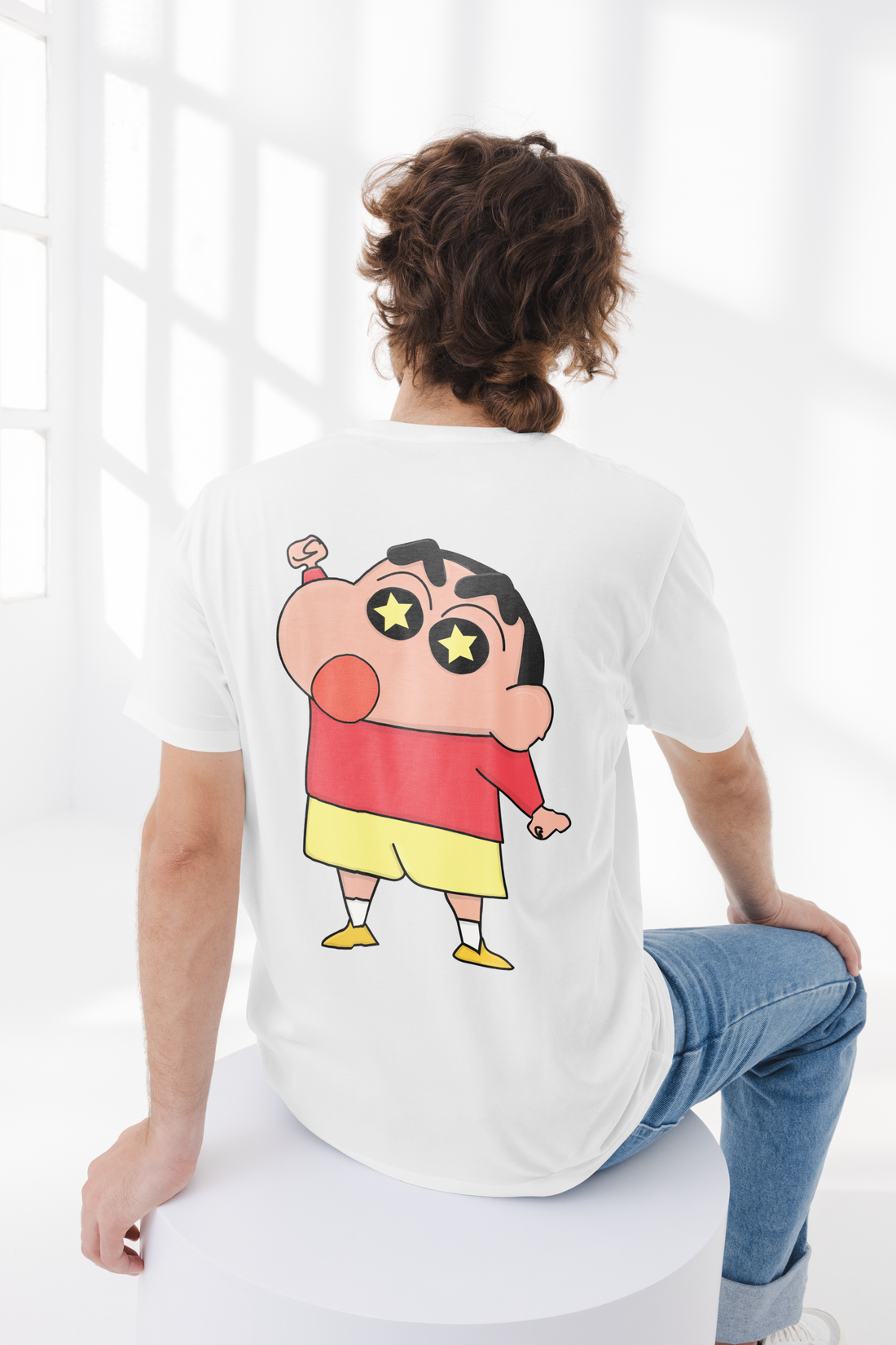 Cute Shinchan Cartoon Full Back Printed T-Shirt