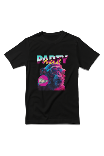 Chimpanzee with Sunglasses Neon Party T-Shirt