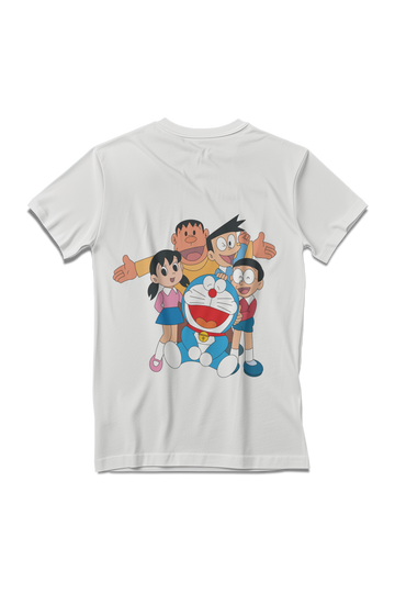 Doraemon with His Friends Cartoon Full Back Printed T-Shirt