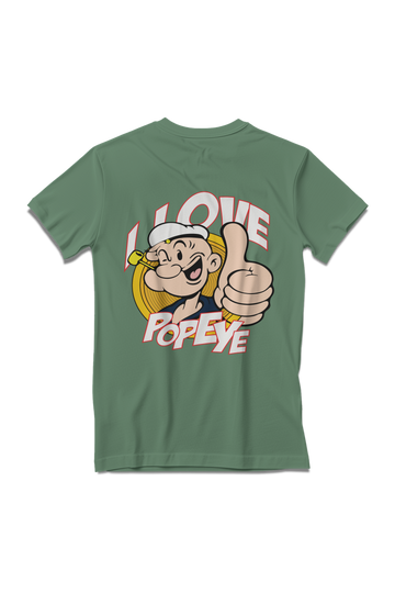 I Love Popeye Full Back Printed T-Shirt