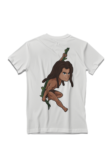 Tarzan Cartoon Character Full Back Printed T-Shirt