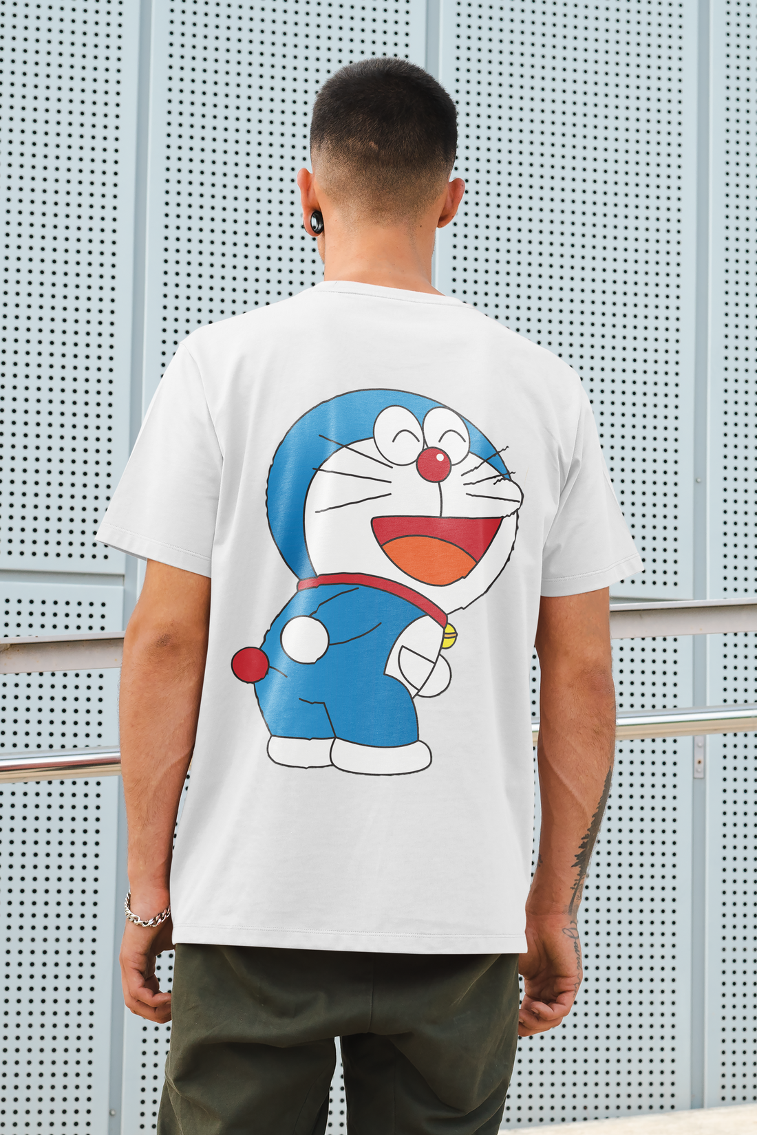 Funny Doraemon Cartoon Full Back Printed T-Shirt