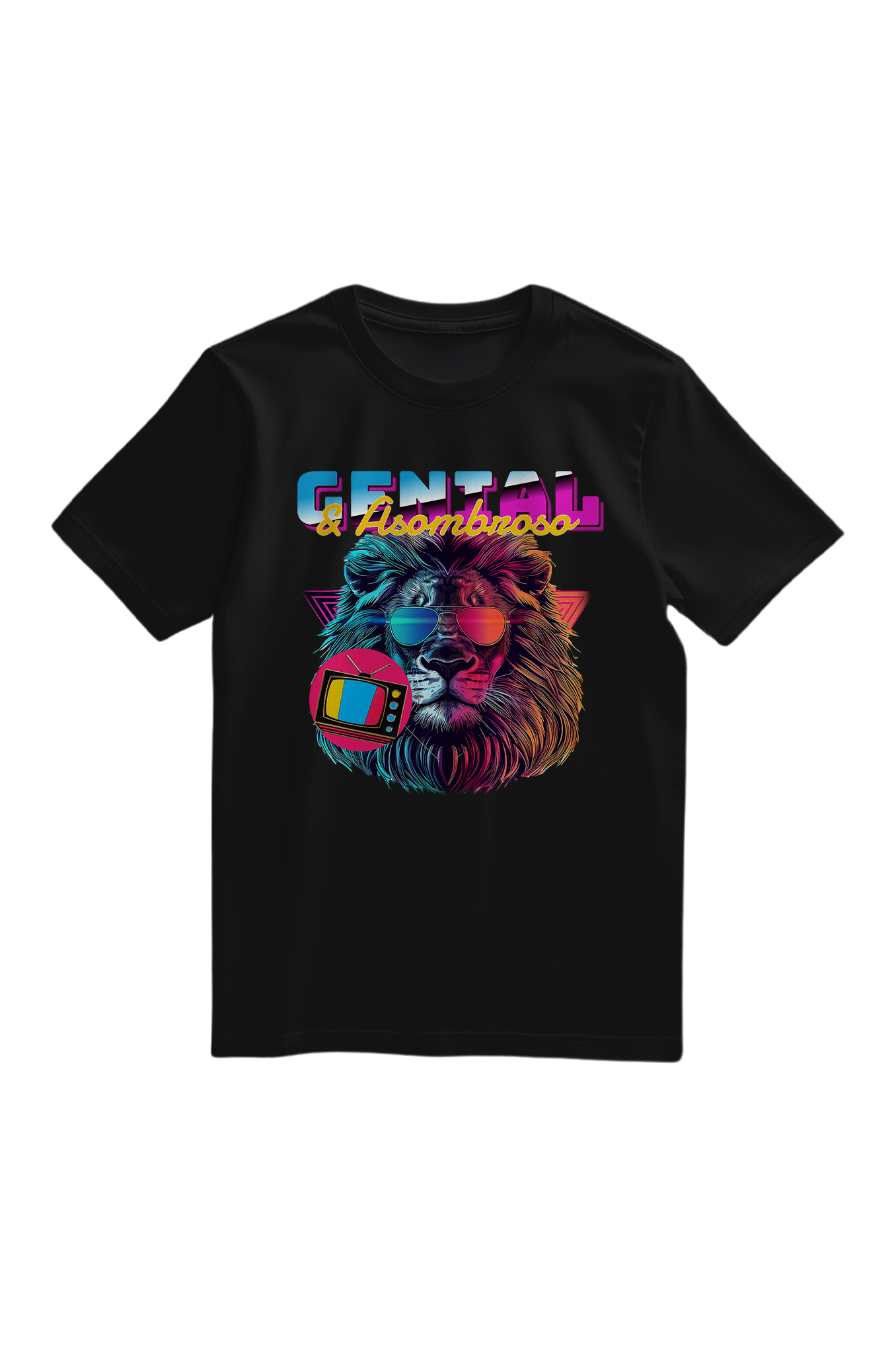 Lion with Sunglasses Neon Party T-Shirt