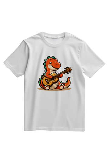 Cute Dinosaur Playing guitar music cartoon T-shirt