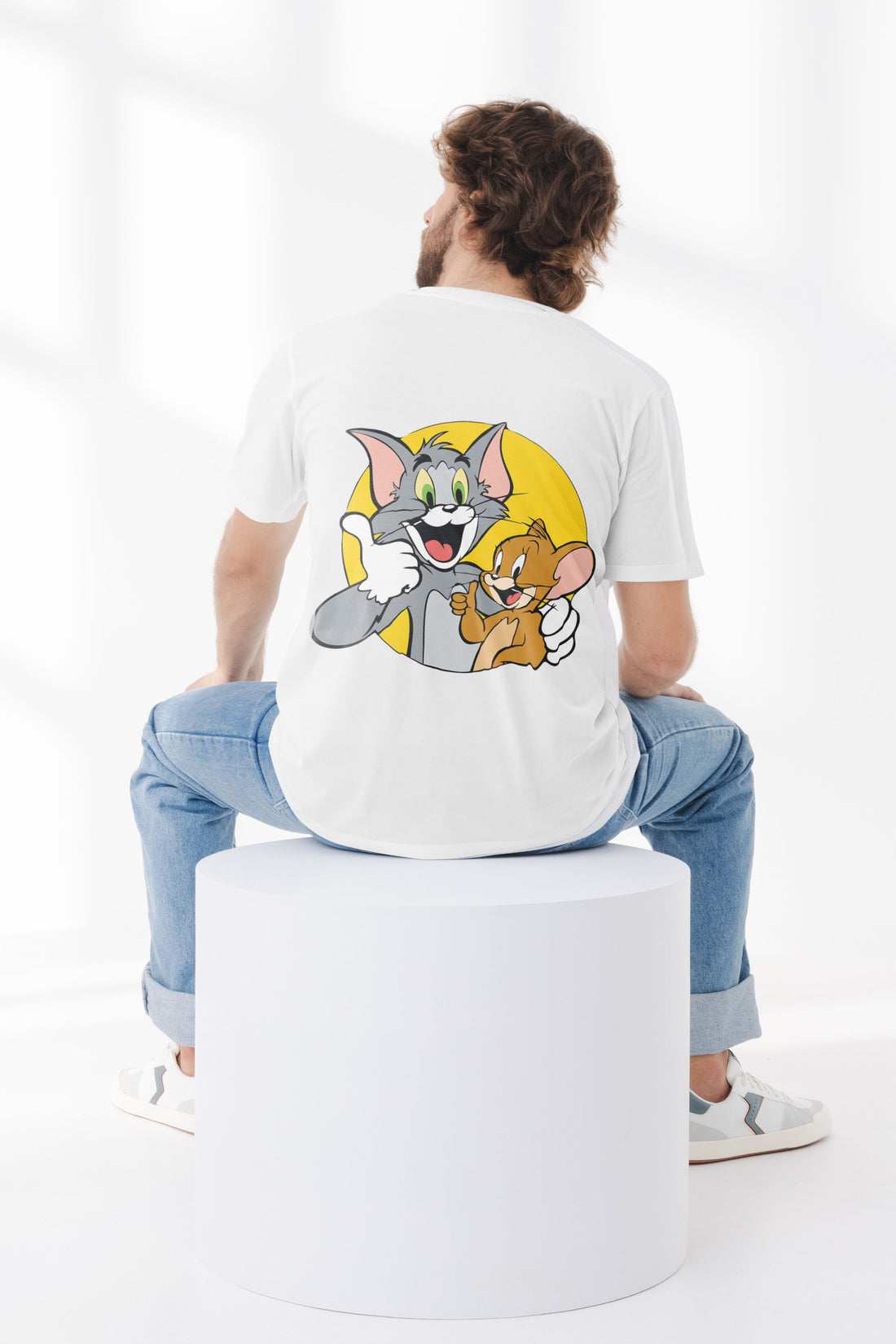 Best Friends Tom and Jerry Cartoon Full Back Printed T-Shirt