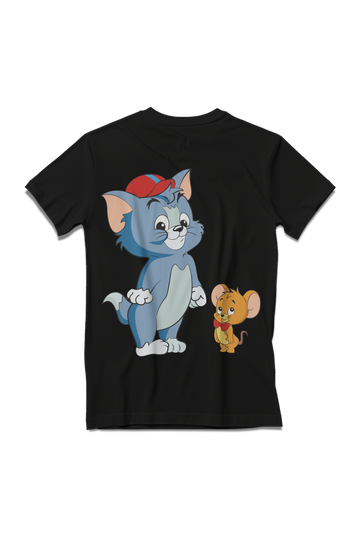 Tom and Jerry Cartoon Full Back Printed T-Shirt