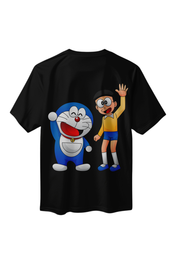 Doraemon and Nobita Cartoon Full Back Printed T-Shirt
