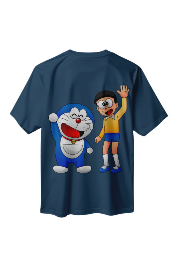 Doraemon and Nobita Cartoon Full Back Printed T-Shirt