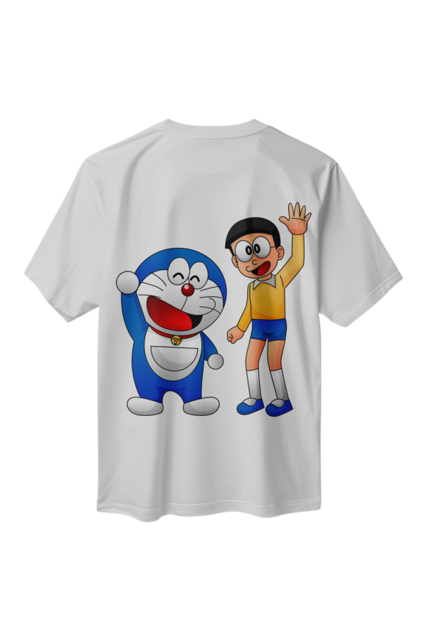 Doraemon and Nobita Cartoon Full Back Printed T-Shirt